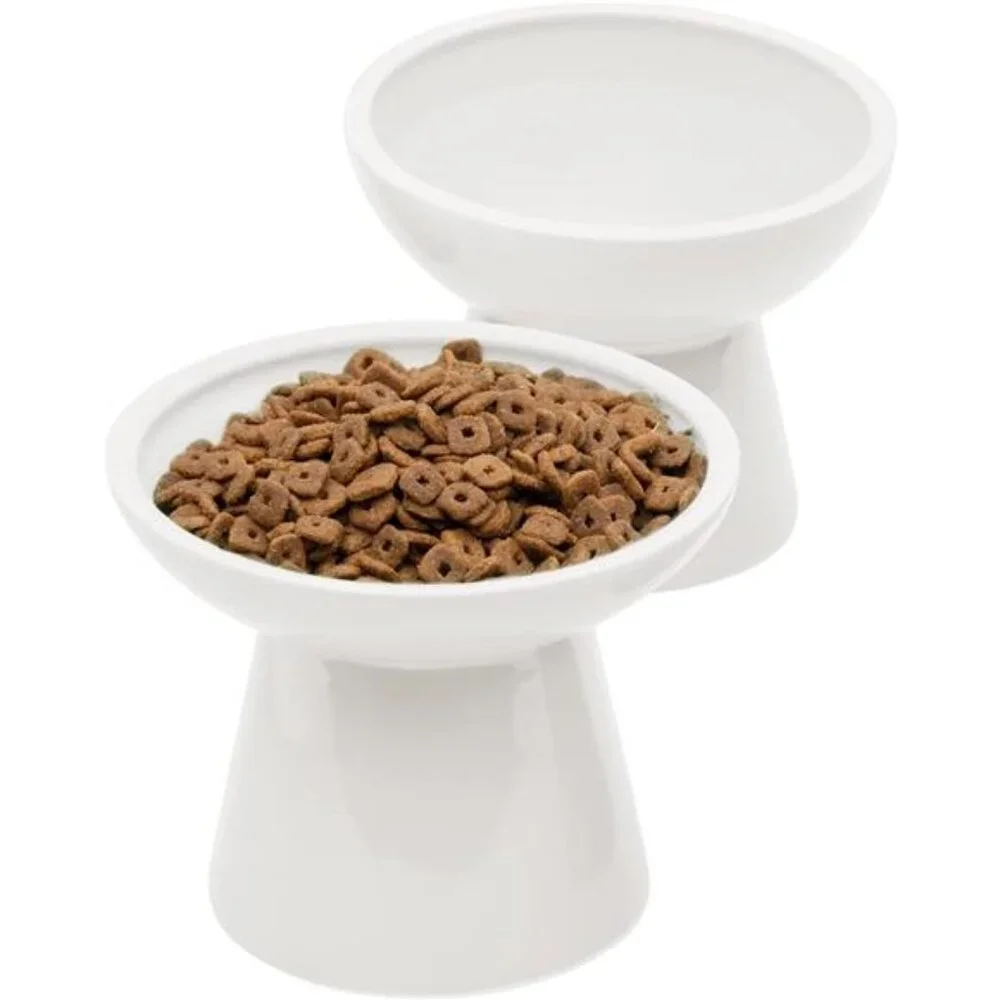 2 Extra Wide Raised Cat Food Bowl, Elevated Cat Bowls Anti-Vomiting Cat Feeder